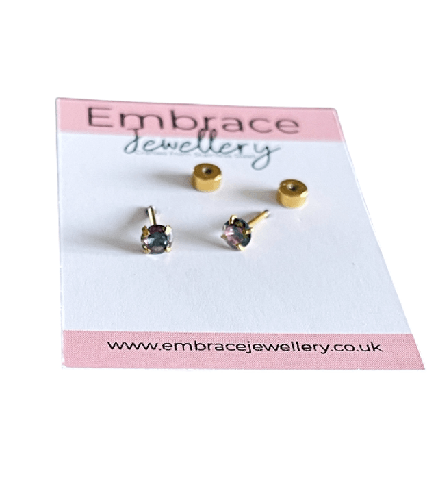 Dark Iridescent Mini Comfort Back Studs (gold plated stainless steel)