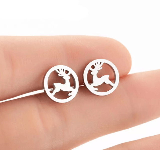 Reindeer Cut-Out Stud Earrings