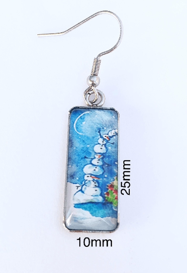Snowman Tower & Christmas Tree Drop Earrings