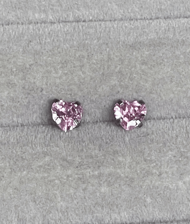 Pink Heart Mini Comfort Back Studs