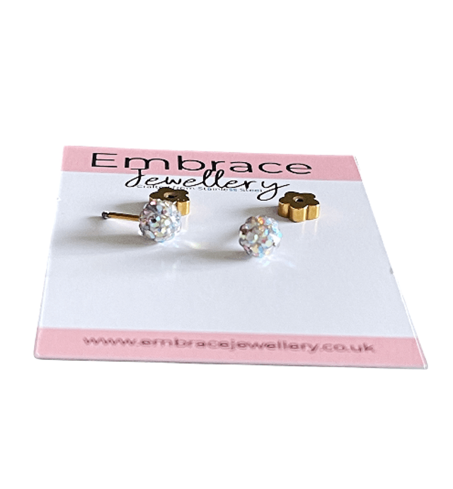 Gold Iridescent Rhinestone Mini Comfort Back Studs