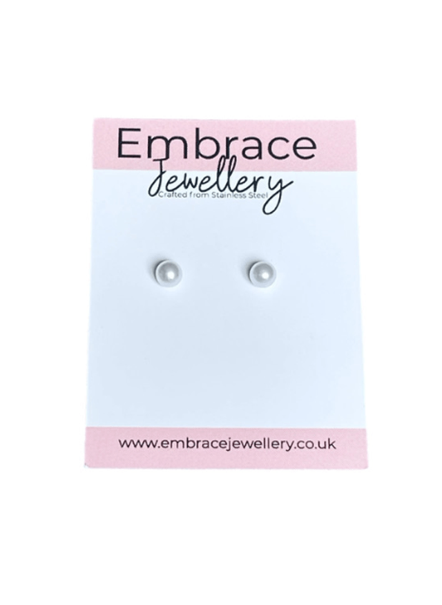 Mini Faux White Pearl Comfort Back Stud Earrings