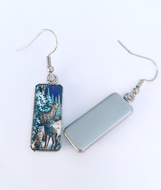 Snowy Animal Scene Drop Earrings