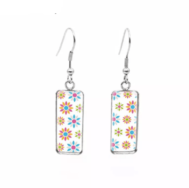 Colourful Flowers Drop Earrings