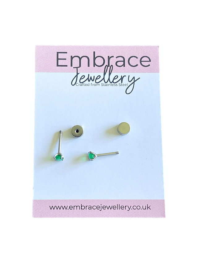 Delicate 3mm Emerald Green Mini Comfort Back Studs