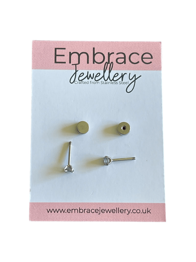 Delicate 3mm Soft Grey Mini Comfort Back Studs