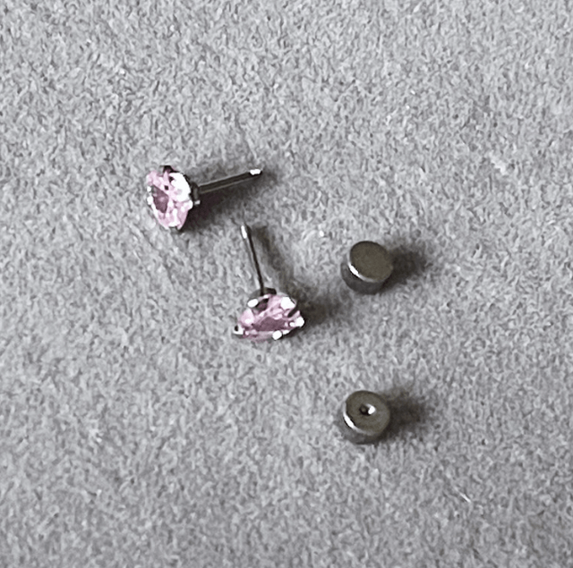 Pink Heart Mini Comfort Back Studs