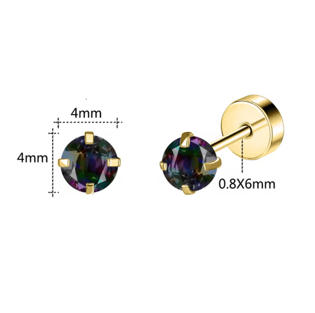 Dark Iridescent Mini Comfort Back Studs (gold plated stainless steel)