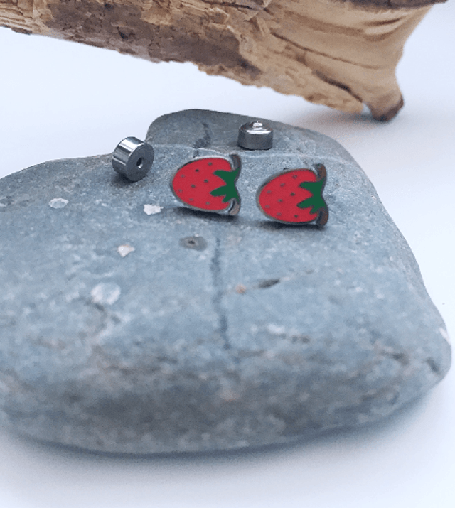 Strawberry Comfort Back Stud Earrings