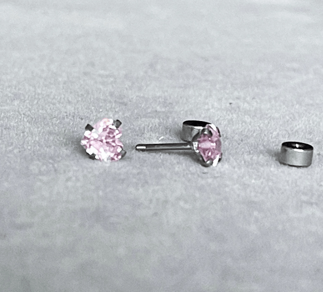 Pink Heart Mini Comfort Back Studs
