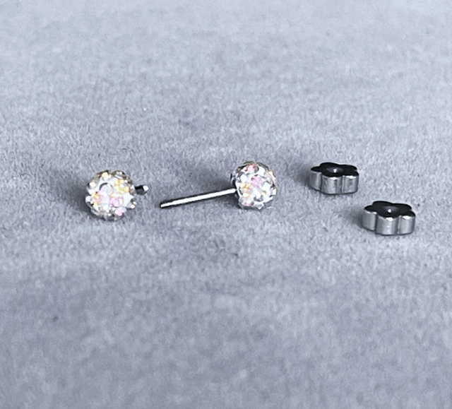 Iridescent Rhinestone 'Disco Ball' Mini Comfort Back Studs