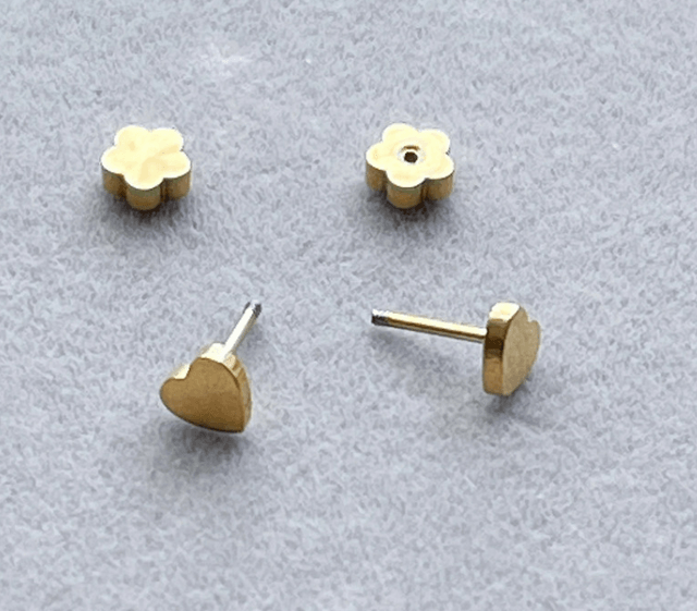 Gold Heart Mini Comfort Back Studs