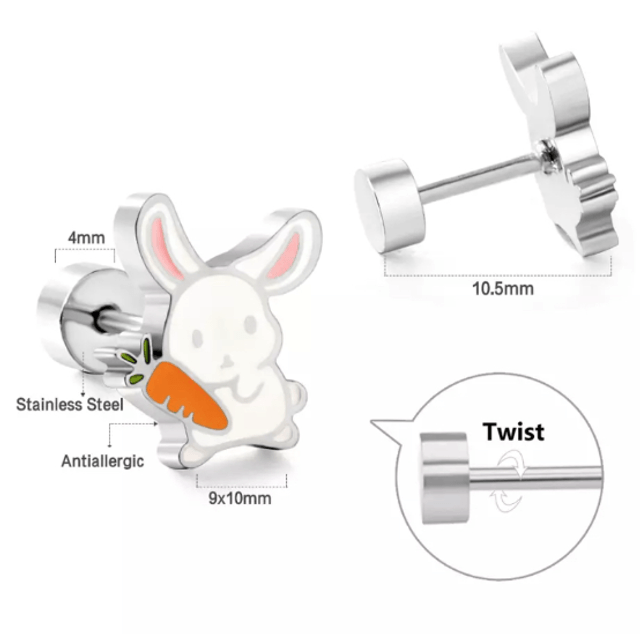 Cute Rabbit Comfort Back Stud Earrings