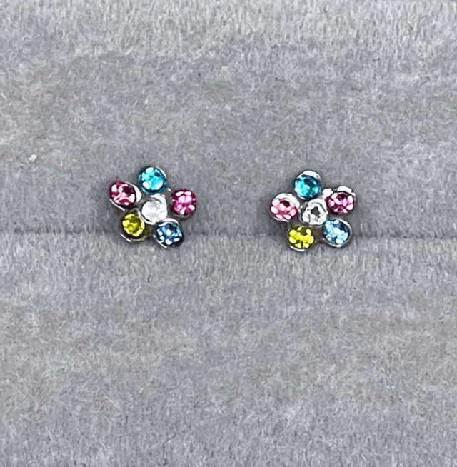 Colourful Rhinestone Flower Mini Comfort Back Studs