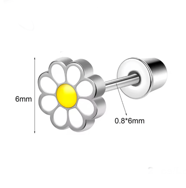 Daisy Mini Comfort Back Stud Earrings (yellow)