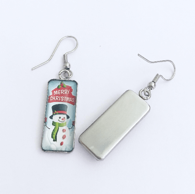 Merry Christmas Snowman Drop Earrings