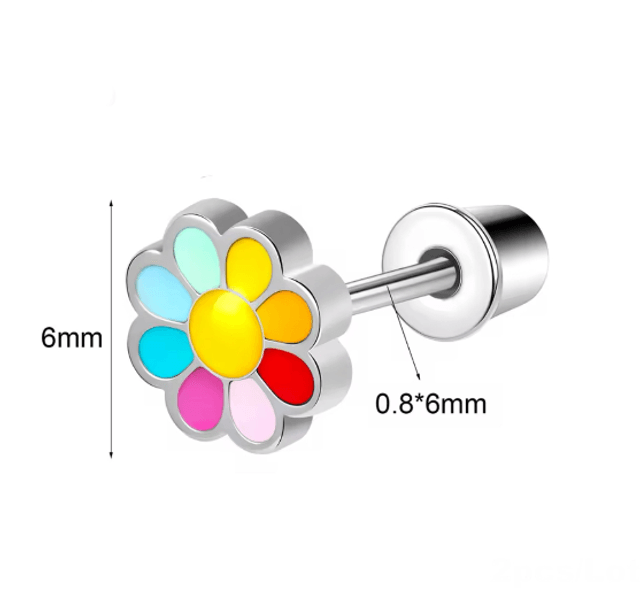 Colourful Flower Mini Comfort Back Studs