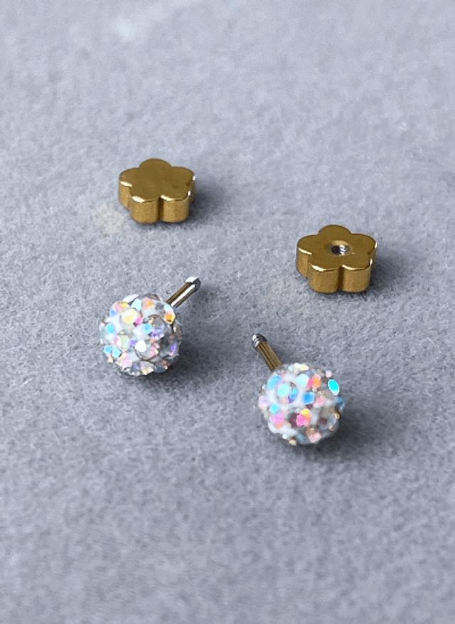 Gold Iridescent Rhinestone Mini Comfort Back Studs