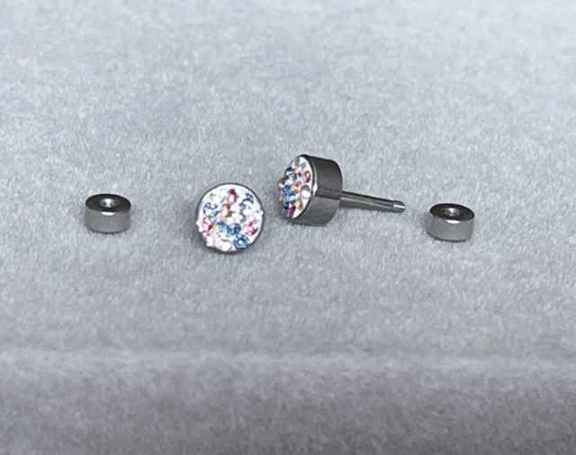 Colourful Bezel Set Rhinestone Mini Comfort Back Studs