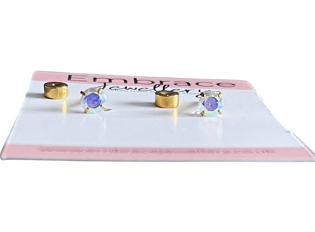 Gold Plated Stainless Steel Iridescent Mini Comfort Back Studs
