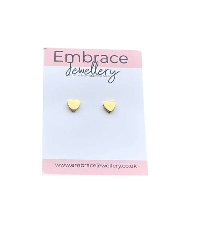 Gold Heart Mini Comfort Back Studs