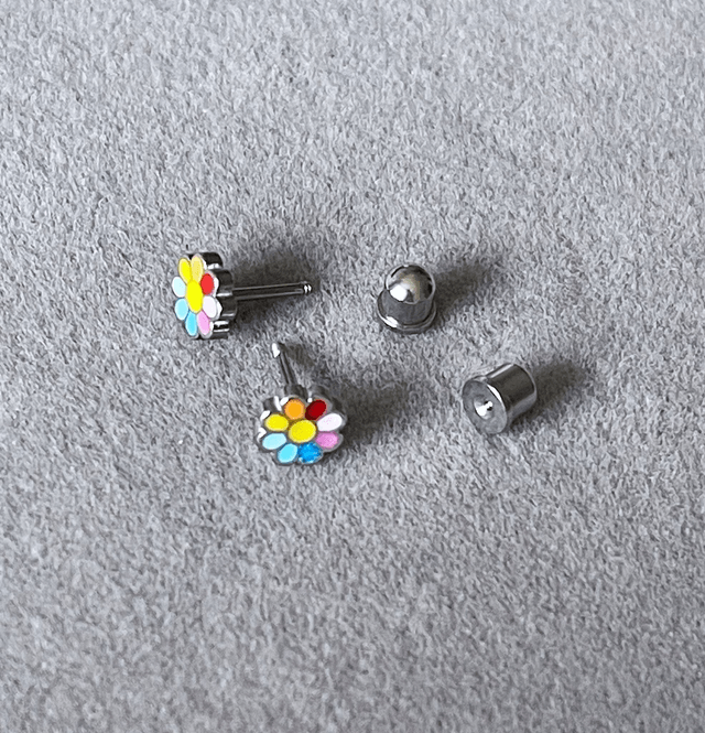 Colourful Flower Mini Comfort Back Studs