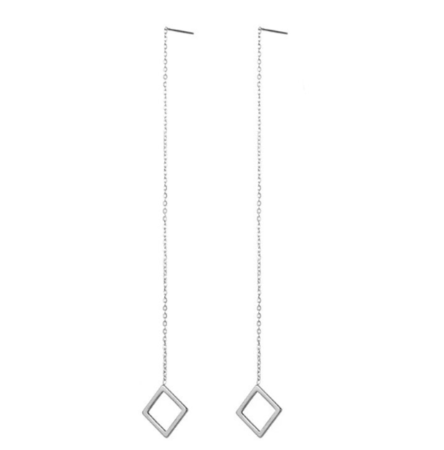 Threader Earrings - Square Pendant