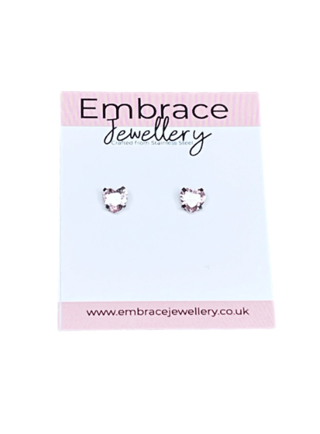 Pink Heart Mini Comfort Back Studs