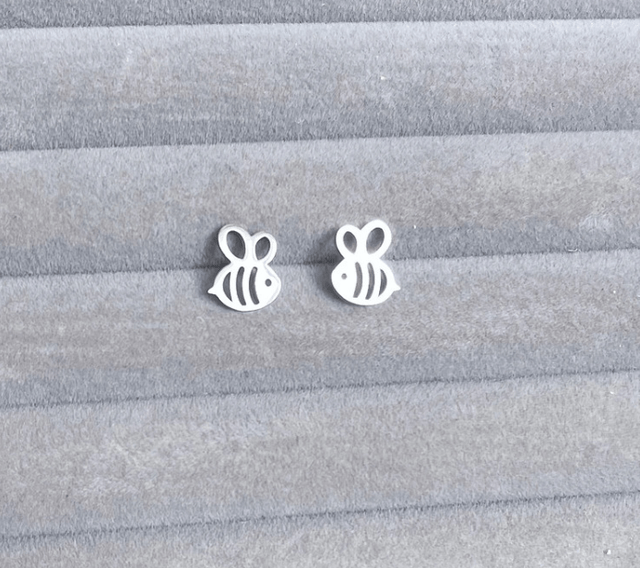 Bee Stud Earrings with Traditional Butterfly Back Fasteners