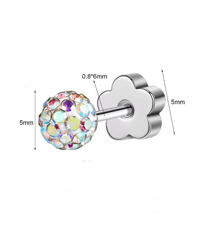 Iridescent Rhinestone 'Disco Ball' Mini Comfort Back Studs