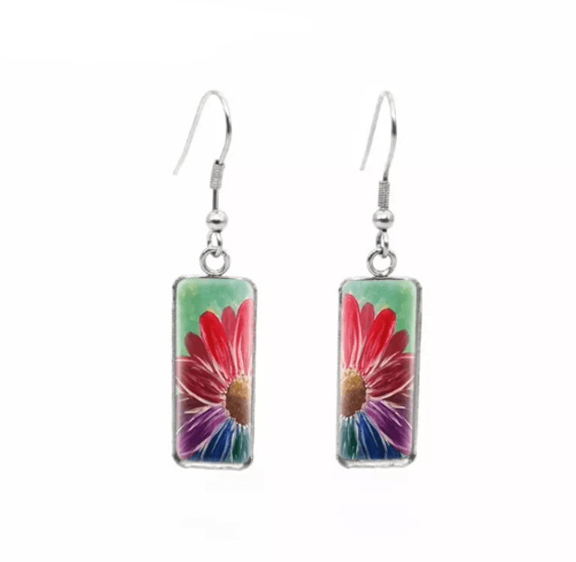 Colourful Gerbera Daisy Drop Earrings