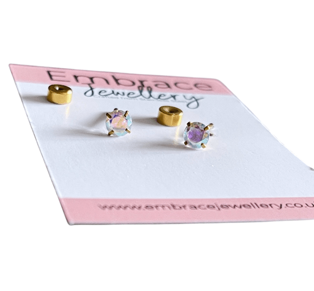 Gold Plated Stainless Steel Iridescent Mini Comfort Back Studs