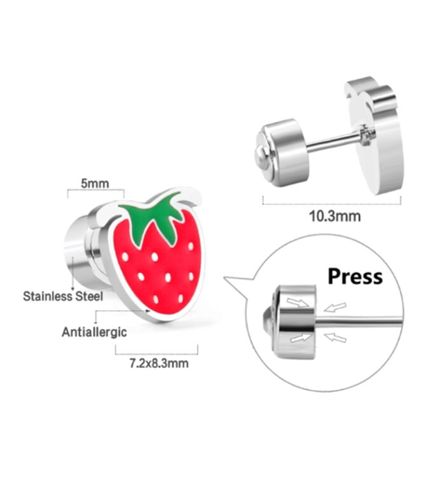 Strawberry Comfort Back Stud Earrings