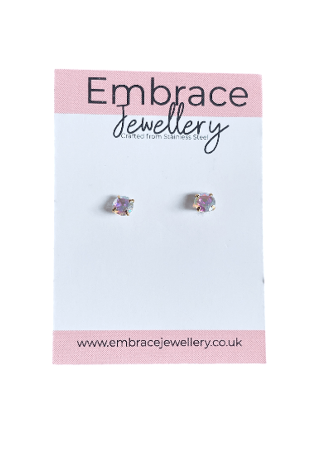 Gold Plated Stainless Steel Iridescent Mini Comfort Back Studs
