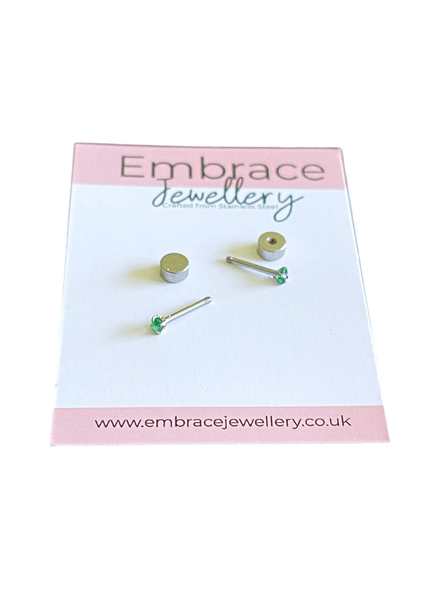 Tiny 2mm Emerald Green  Mini Comfort Back Studs