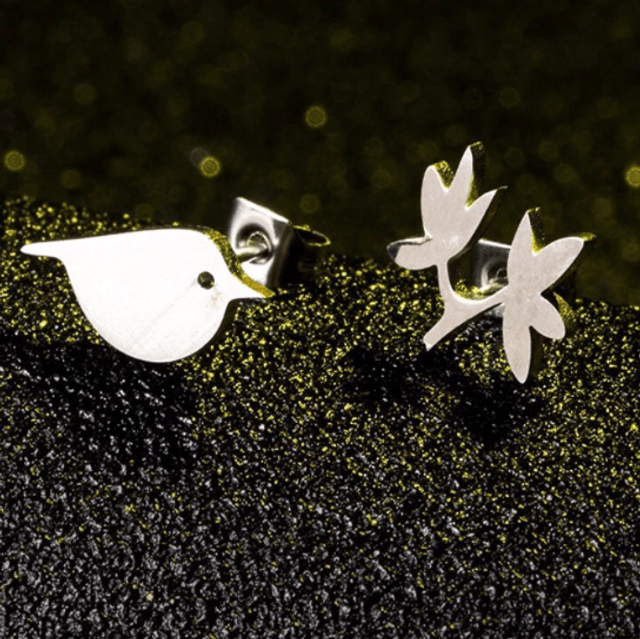 Bird & Branch Stud Earrings