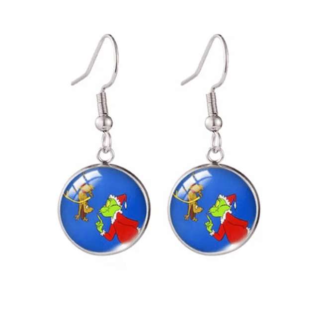 Grinch & Max Circular Drop Earrings
