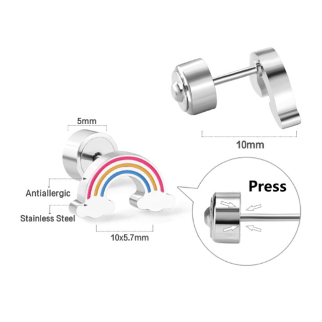 Rainbow Comfort Back Stud Earrings