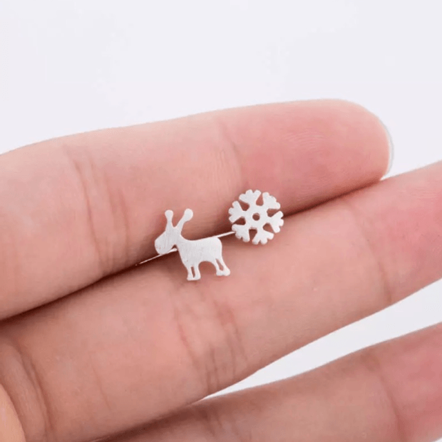 Reindeer & Snowflake Stud Earrings