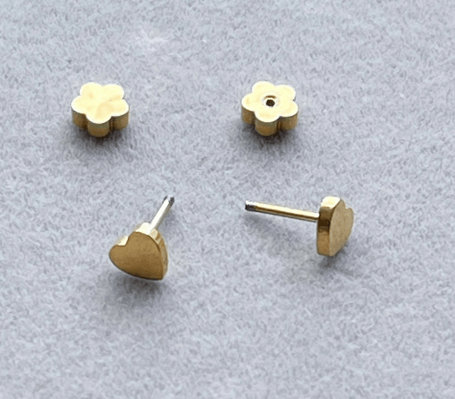 Gold Heart Mini Comfort Back Studs
