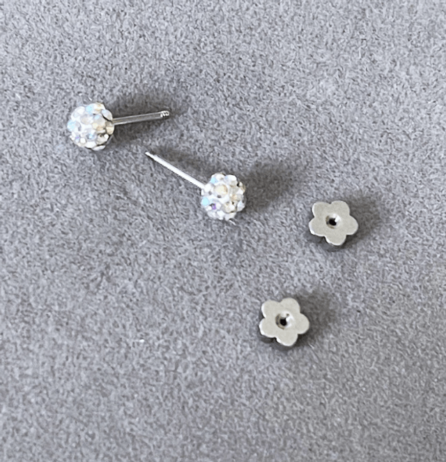 Iridescent Rhinestone 'Disco Ball' Mini Comfort Back Studs