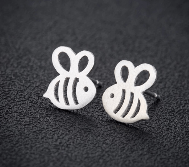 Bee Stud Earrings with Traditional Butterfly Back Fasteners