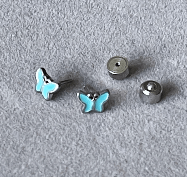 Turquoise Butterfly Mini Comfort Back Studs