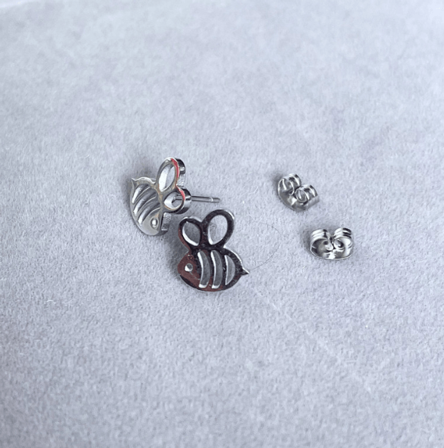 Bee Stud Earrings with Traditional Butterfly Back Fasteners