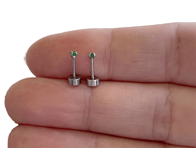 Tiny 2mm Emerald Green  Mini Comfort Back Studs