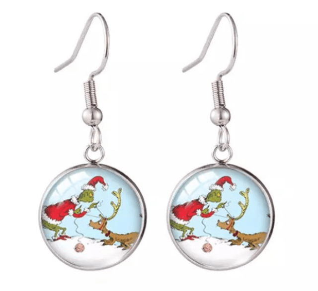Grinch & 'Reindeer' Max Circular Drop Earrings