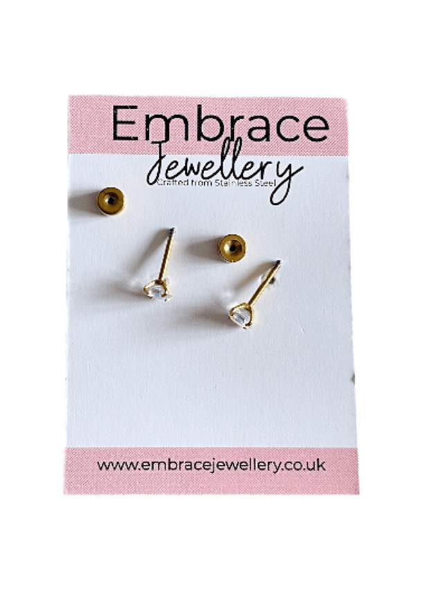 Gold Plated Stainless Steel Iridescent Mini Comfort Back Studs