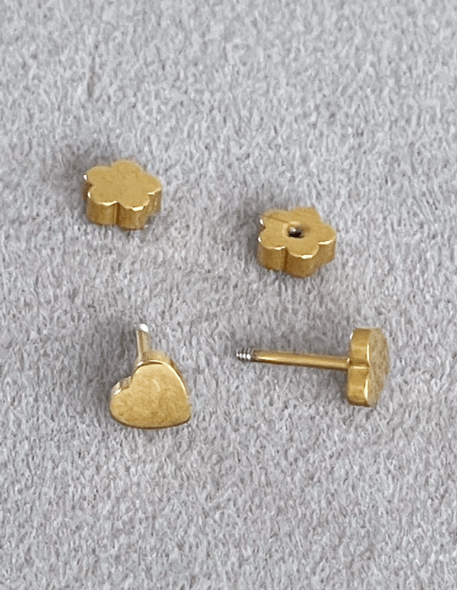 Gold Heart Mini Comfort Back Studs