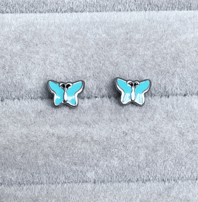 Turquoise Butterfly Mini Comfort Back Studs