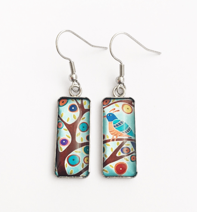 Whimsical Bird & Branch Drop Earrings
